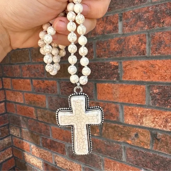 Anthropologie Magnesite Cross FINE Craftsmanship Necklace - Picture 7 of 10